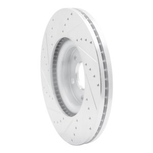 Ford Fusion Brake Rotor (1) - Front Right - R1 Concepts - Drilled & Slotted - Silver - `13-`20